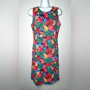 J.Mclaughlin Sleeveless Sophia Dress Catalina Cloth Tropical Palm Pop Size XS